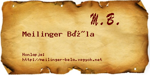 Meilinger Béla névjegykártya